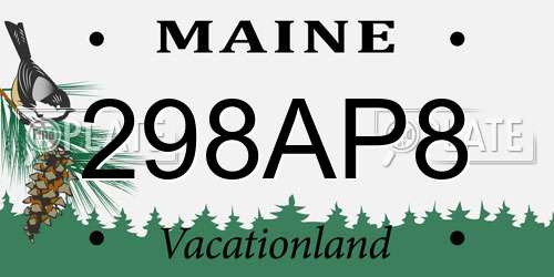 298AP8 Maine License Plate