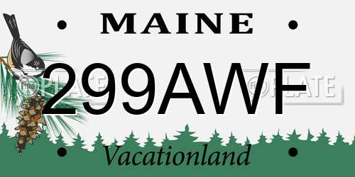 299AWF Maine License Plate