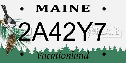 2A42Y7 Maine License Plate