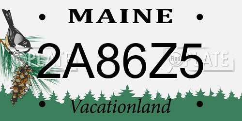 2A86Z5 Maine License Plate