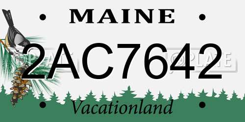 2AC7642 Maine License Plate