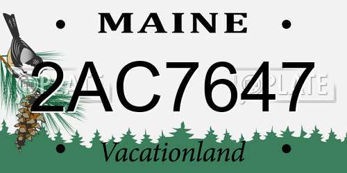 2AC7647 Maine License Plate