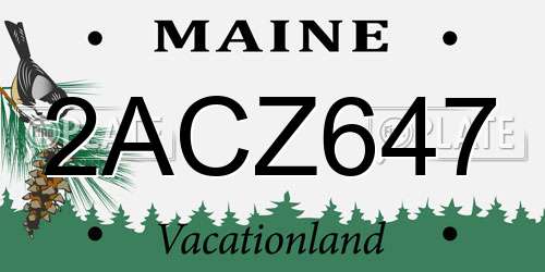 2ACZ647 Maine License Plate