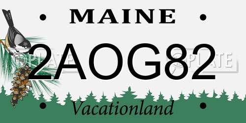 2AOG82 Maine License Plate