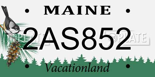 2AS852 Maine License Plate