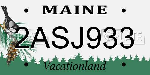 2ASJ933 Maine License Plate
