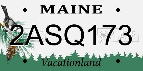 2ASQ173 Maine License Plate