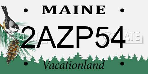 2AZP54 Maine License Plate
