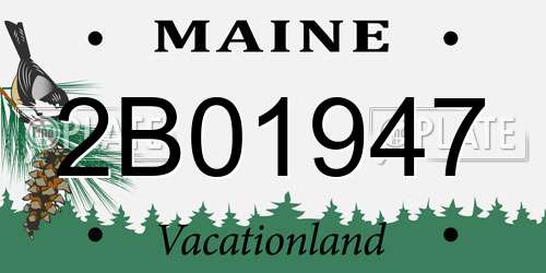 2B01947 Maine License Plate
