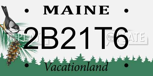 2B21T6 Maine License Plate