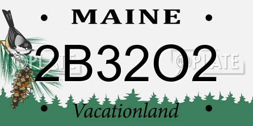 2B32O2 Maine License Plate