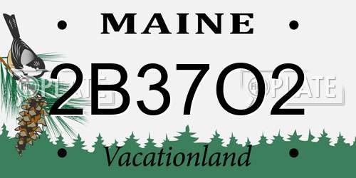 2B37O2 Maine License Plate