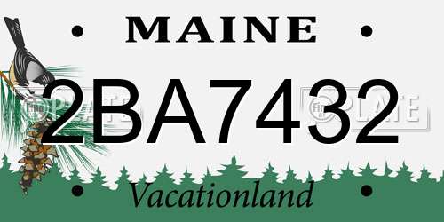 2BA7432 Maine License Plate