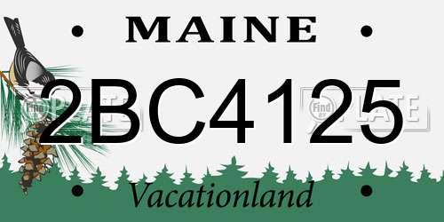 2BC4125 Maine License Plate