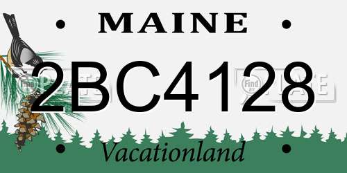 2BC4128 Maine License Plate
