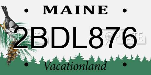 2BDL876 Maine License Plate