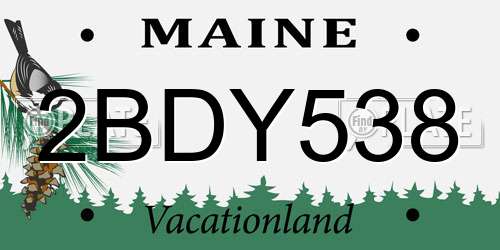2BDY538 Maine License Plate