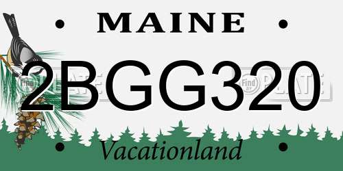 2BGG320 Maine License Plate
