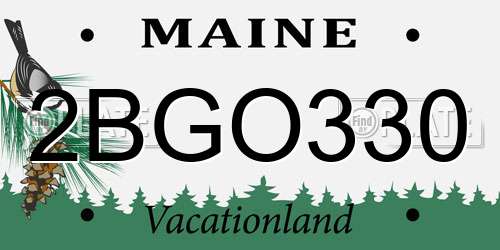 2BGO330 Maine License Plate