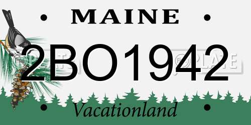 2BO1942 Maine License Plate