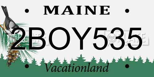 2BOY535 Maine License Plate