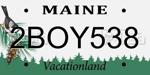 2BOY538 Maine License Plate