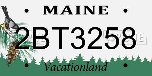 2BT3258 Maine License Plate