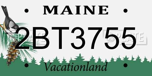 2BT3755 Maine License Plate