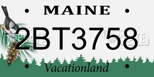 2BT3758 Maine License Plate