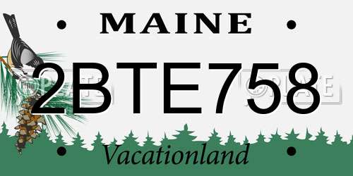 2BTE758 Maine License Plate
