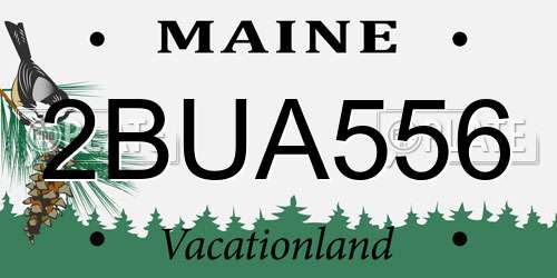 2BUA556 Maine License Plate