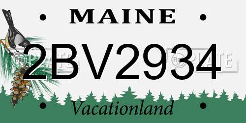 2BV2934 Maine License Plate