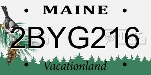 2BYG216 Maine License Plate