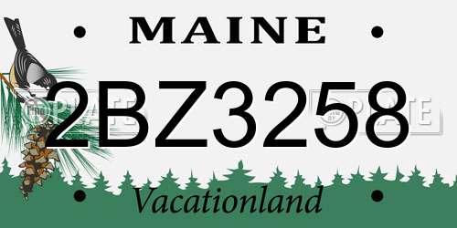 2BZ3258 Maine License Plate