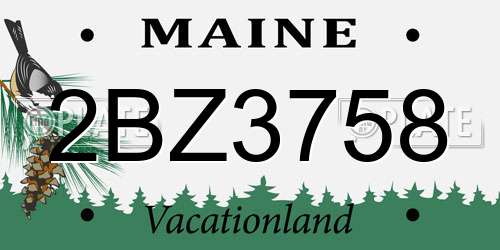 2BZ3758 Maine License Plate