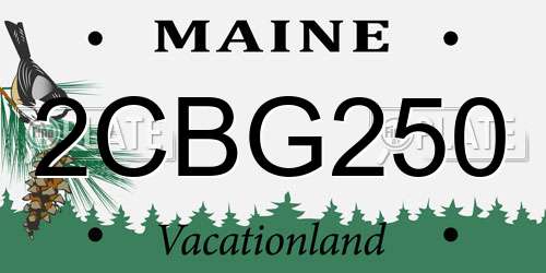 2CBG250 Maine License Plate
