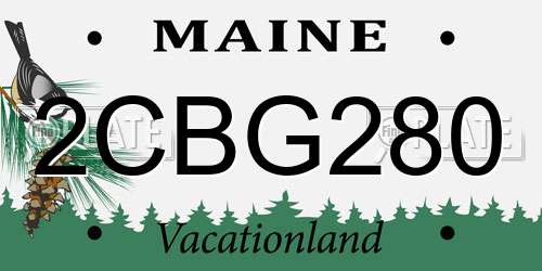 2CBG280 Maine License Plate