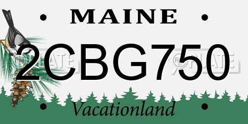 2CBG750 Maine License Plate