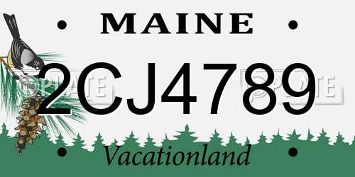 2CJ4789 Maine License Plate