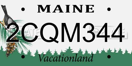 2CQM344 Maine License Plate