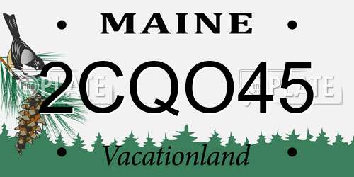 2CQO45 Maine License Plate