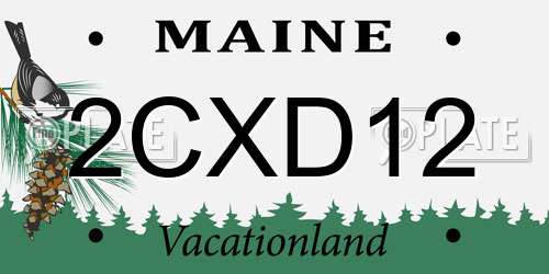 2CXD12 Maine License Plate