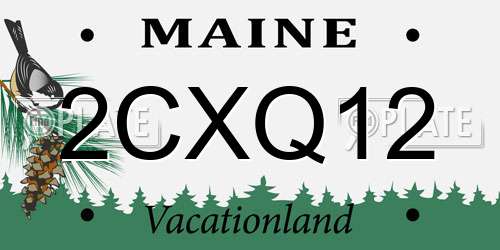 2CXQ12 Maine License Plate