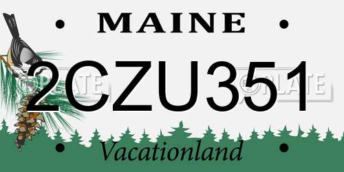 2CZU351 Maine License Plate