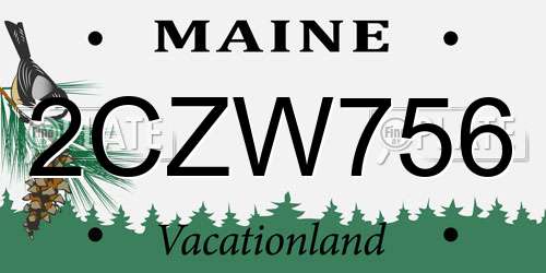 2CZW756 Maine License Plate