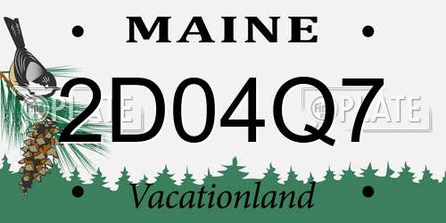 2D04Q7 Maine License Plate