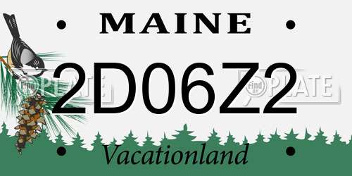 2D06Z2 Maine License Plate