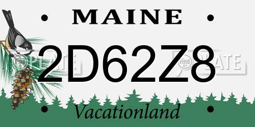 2D62Z8 Maine License Plate
