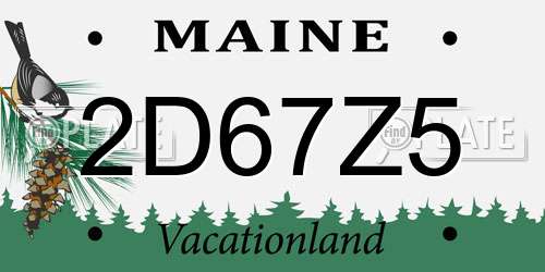 2D67Z5 Maine License Plate