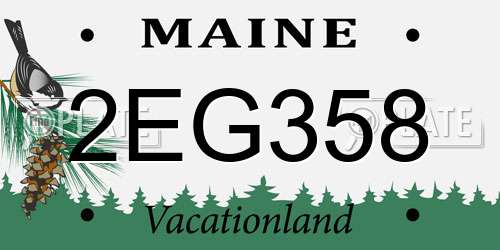 2EG358 Maine License Plate